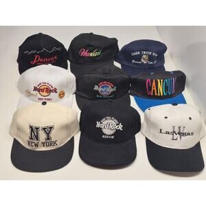 Vintage 90s Snapback Hat Lot Of 9 Hard Rock Hawaii Cancun Collection